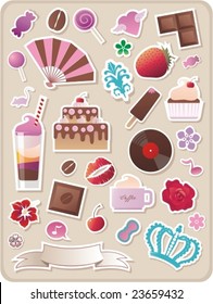 collection of cute  stickers for your design