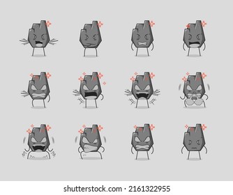 collection of cute stone cartoon character with angry expression. suitable for icon, logo, symbol and sign. such as emoticon, sticker, mascot or element logo