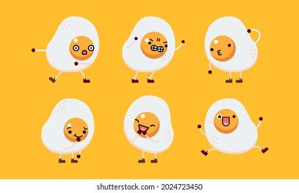 colección de adorable ilustración de mascota de carácter lateral soleado con diferente pose y expresión facial. Se utiliza para el icono, el carácter, la mascota y otros