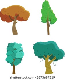 Colección del árbol lindo con la historieta del estilo