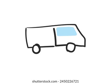 Collection of cute and unique hand drawn cars isolated on white background. Icons in hand drawn style for children's design, clothing, textiles. Vector illustration