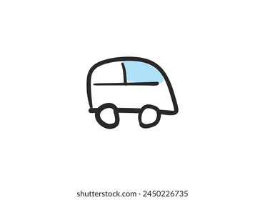Colección de coches dibujados a mano lindos y únicos aislados sobre fondo blanco. Iconos en estilo dibujado a mano para el diseño de los niños, ropa, textiles. Ilustración vectorial