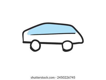 Collection of cute and unique hand drawn cars isolated on white background. Icons in hand drawn style for children's design, clothing, textiles. Vector illustration