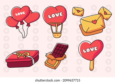 collection of cute valentine elements hand draw