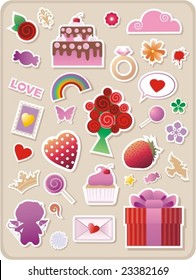 collection of cute valentines stickers for your design