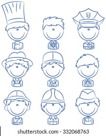 Collection of cute various professional people avatars