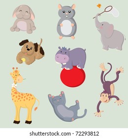 Collection of cute vector animals