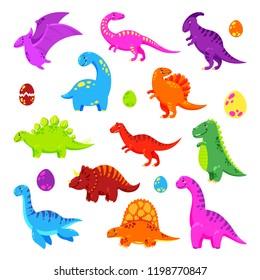 Collection of cute vector dinosaurs