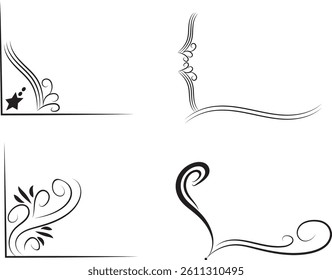 Collection of cute vector floral border corners.