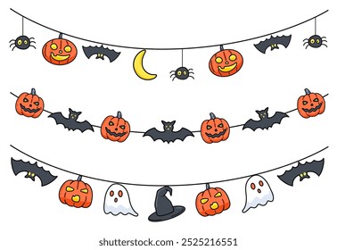 A collection of cute vector of Halloween Garland theme