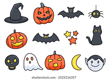 A collection of cute vector of Halloween Items for Halloween Decoration