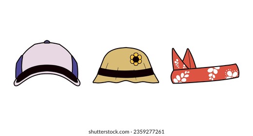 Collection of cute vector hats