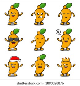 collection of cute vector mango mascot designs, eps 10