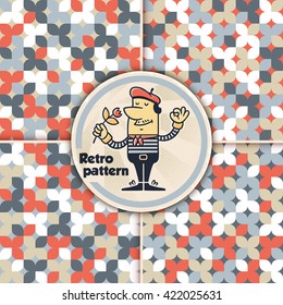 Collection of cute vintage patterns with decorative leafs.