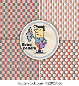 Collection of cute vintage patterns with optical illusion.