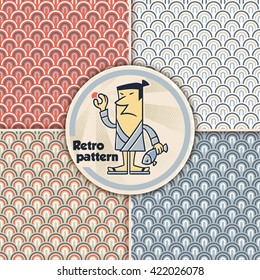 Collection of cute vintage patterns with scales.