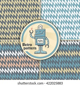 Collection of cute vintage patterns with sharp zig zags.