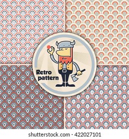 Collection of cute vintage patterns with sharp scales.