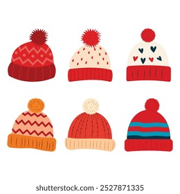 Coleção de bonitos chapéu de malha de inverno quente com bola de Pom Pom
