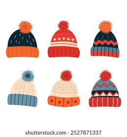 Collection of Cute Warm Winter Knitted Wool Hat with Pom Pom Ball