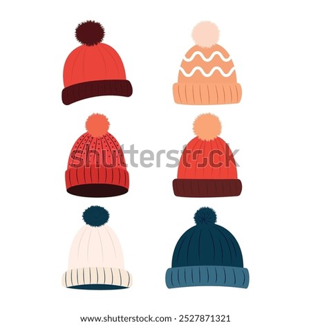 Collection of Cute Warm Winter Knitted Wool Hat with Pom Pom Ball