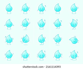 collection of cute water cartoon character with happy and smile expression. suitable for icon, logo, symbol and sign. such as emoticon, sticker, mascot or element logo