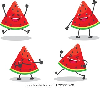 collection of cute watermelon fruit character for mascot and food design