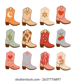 Collection of Cute Western Cowboy Boots with Playful Motifs