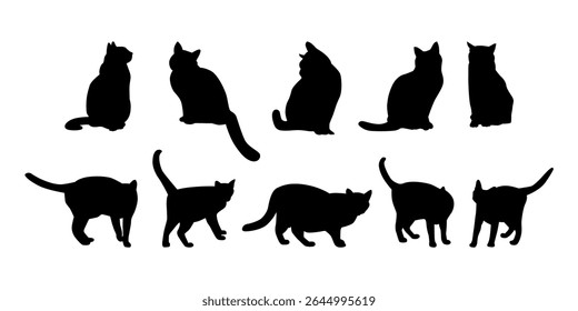Collection cute wild animal isolated vector silhouettes