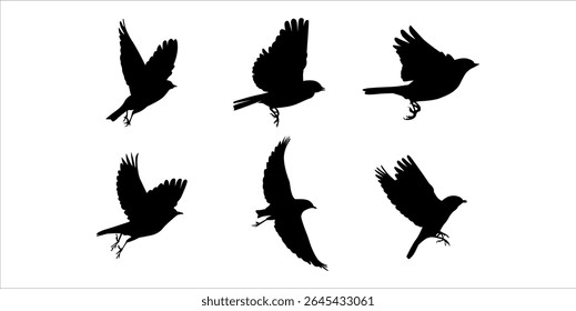 Collection cute wild animal isolated vector silhouettes