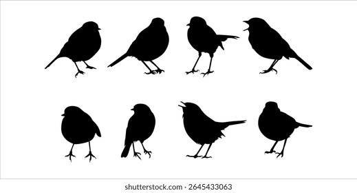 Collection cute wild animal isolated vector silhouettes