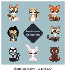 Collection of cute woodland animals