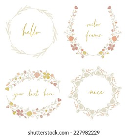 Collection of Cute Wreath Vector Frames. Perfect For Wedding Designs