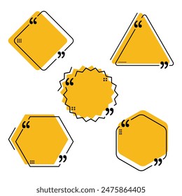 Collection of cute yellow empty dialog boxes. Modern text box. Unique text banner
