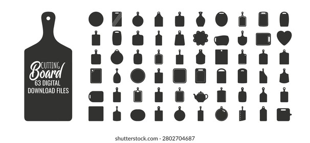 Collection of cutting board silhouettes against a transparent background various shapes and designs cuttingboards boards
