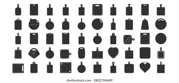 Collection of cutting board silhouettes against a transparent background various shapes and designs cuttingboards boards
