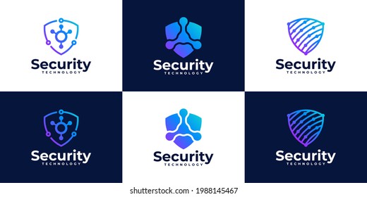 colección del logotipo de ciberseguridad con el concepto de escudo y punto.
