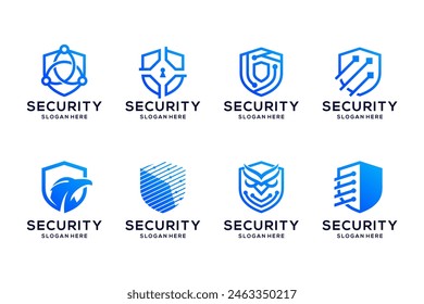 Colección de la seguridad cibernética y la privacidad Plantilla de diseño de logotipo