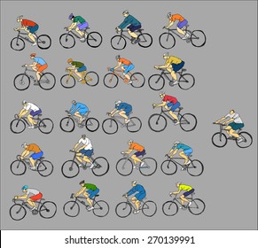 Collection of cycling people