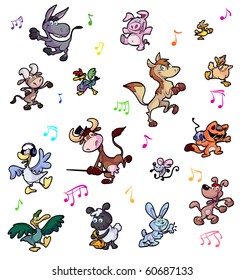 collection of dancing crazy farm animals