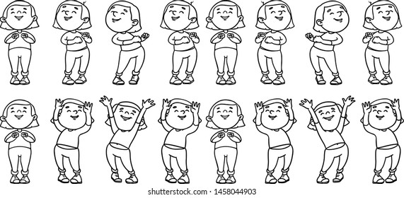 Collection Of Dancing Teenager Icons. Animation Sprite Set Frame Loop. Dance. Music. Flat Cartoon Style. Simple Design. Vector