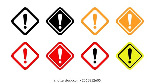 collection of danger sign icons, warning signs, attention signs, exclamation marks. design for posters, banners, applications and web