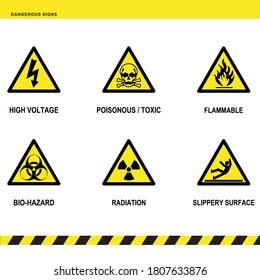 Collection Dangerous Signs Dangerous Line On Stock Vector (Royalty Free ...