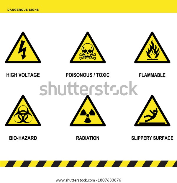 Collection Dangerous Signs Dangerous Line On Stock Vector (Royalty Free ...