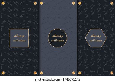Colección de fondo oscuro con flechas para un elegante embalaje de lujo.
