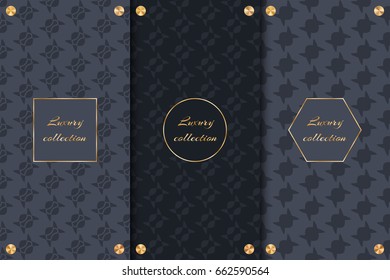 A collection of dark backgrounds for the design of packaging luxury products with gold elements. Vector editable format