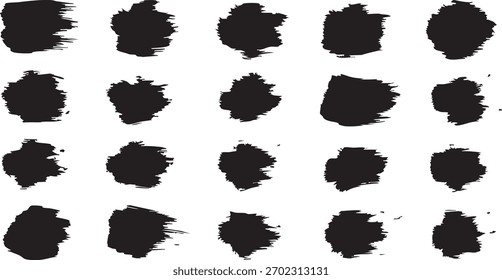Kollektion von dunklen zerstreuten Hand gemalt abstrakte Pinsel Strich Textur Formen und Schmutzspritzer für Overlay