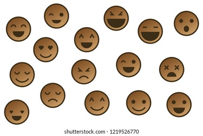 Collection of dark emoji. Vector graphics