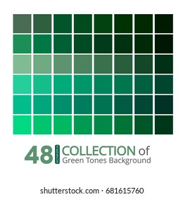 A collection of Dark Green tones on white background. Vector