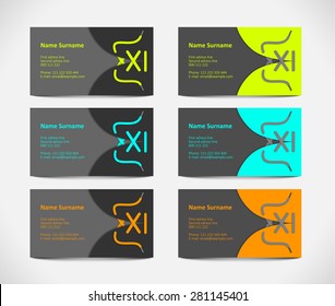 collection of dark visiting cards, vector illustration, eps 10 with transparency